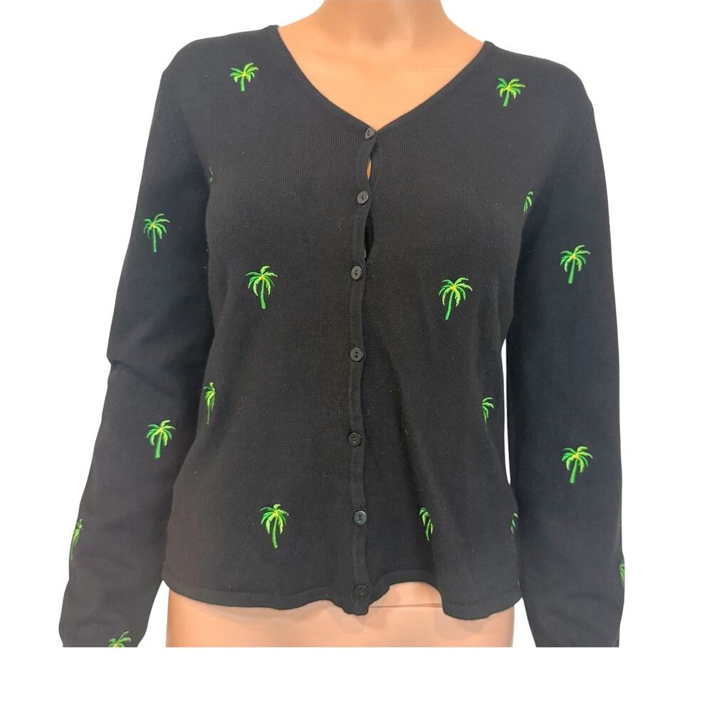 Etoile large embroidered palm tree cardigan sweater top SP 2758